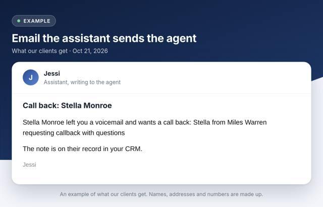 A real example: Call notes and voicemails