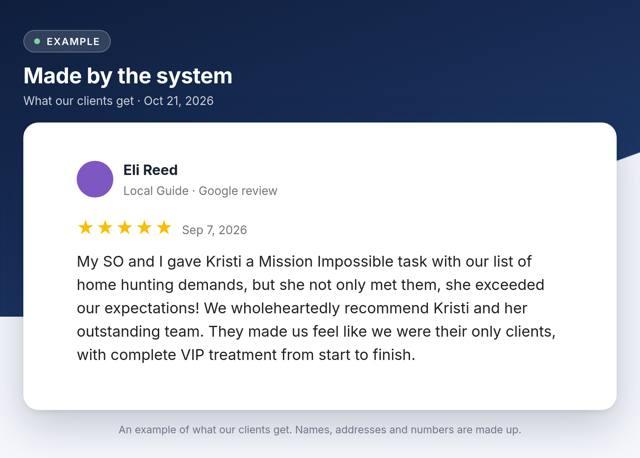 A real example: Closing gift + Google review ask