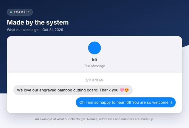 A real example: Closing gift + Google review ask