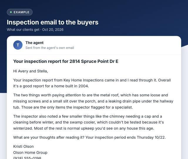A real example: Inspection report read