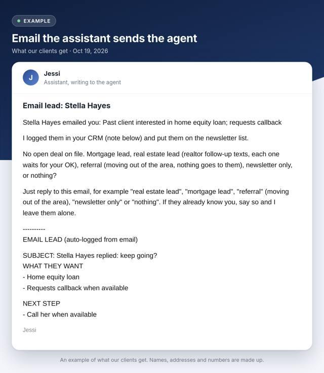 A real example: Email leads